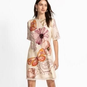 NWT! Johnny Was Womens Plus XL Daisee Fringe Mini Dress Summer Silk Boho Flowy